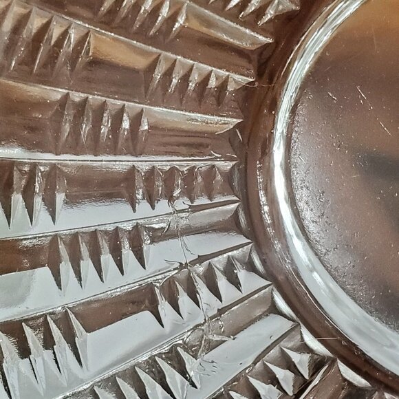 4 Early American Ribbed Glass Dessert Plates 6" Vintage EAPG Slash Ribs Clear Gl - Picture 9 of 10